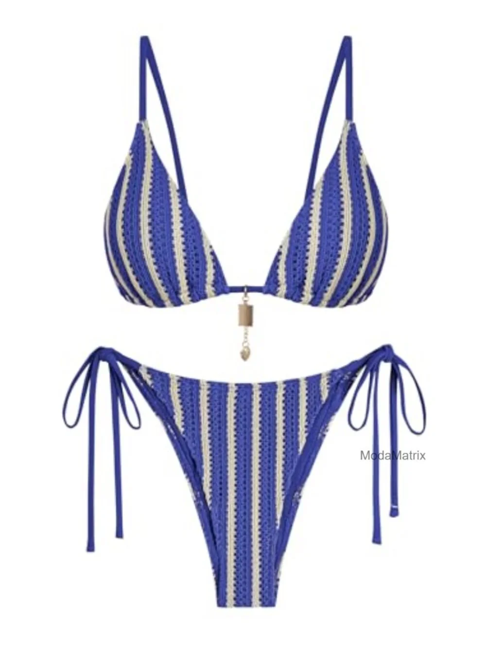 Crochet Bikini Set Women Boho Swimwear String Thong Adjustable Straps